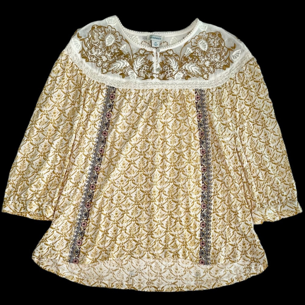 Sundance EUC Embroidered Floral Peasant Shirt